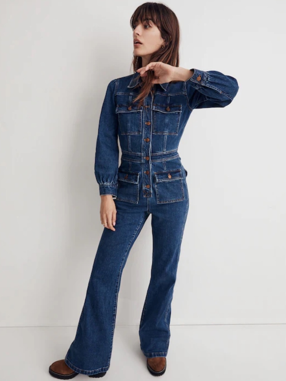 Madewell Denim Flare Jumpsuit Blue Size 2